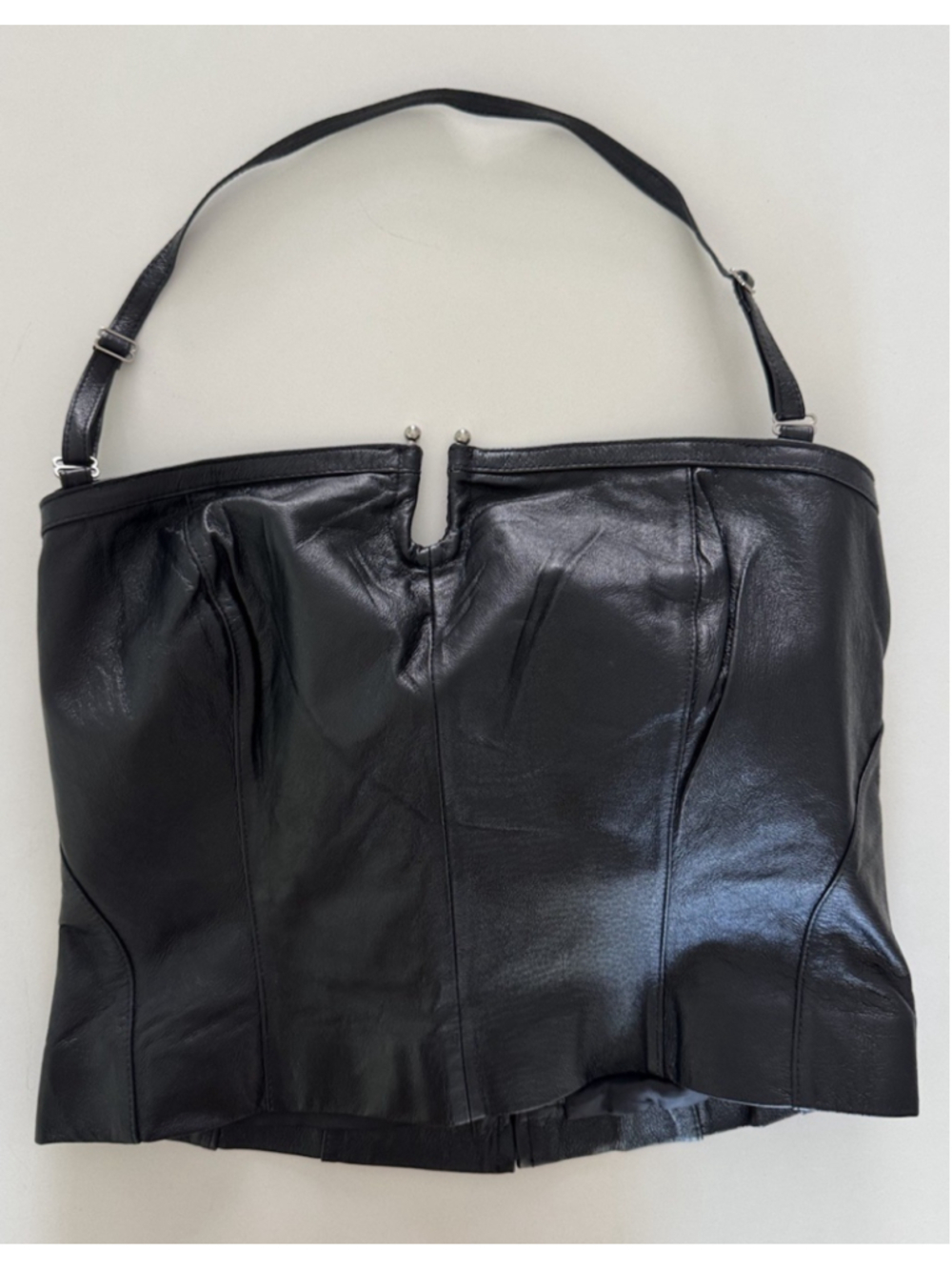 Venus Women’s Black Leather Halter Top Size L